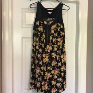 Black Dress with Yellow & Pink Flowers